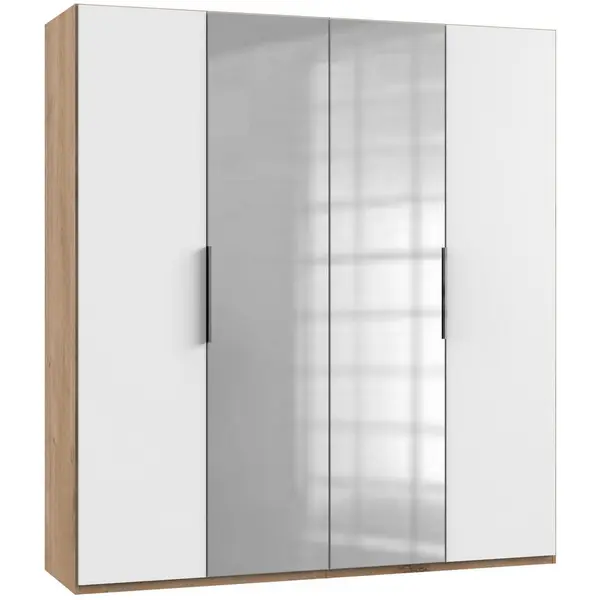 Dulap Cu Uși Rotative, 200/216/58 cm, alb, culoare lemn stejar