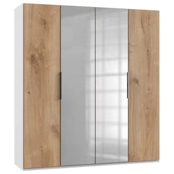 Dulap Cu Uși Rotative, 200/216/58 cm, alb, culoare lemn stejar