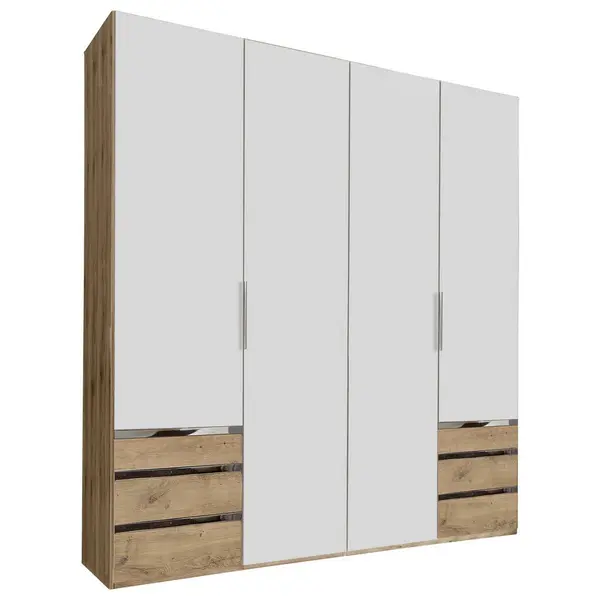 Dulap Cu Uși Rotative, 200/216/58 cm, alb, culoare lemn stejar