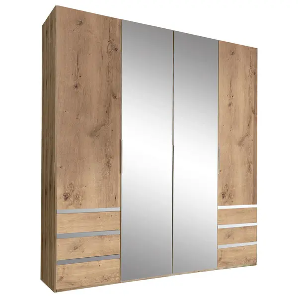 Dulap Cu Uși Rotative, 200/216/58 cm, argintiu, culoare lemn stejar