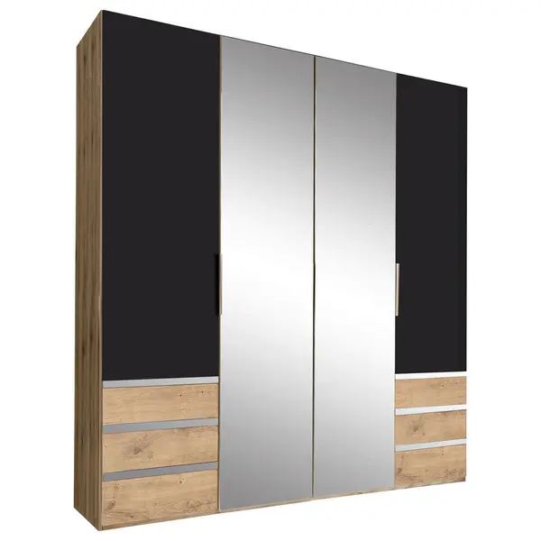 Dulap Cu Uși Rotative, 200/216/58 cm, grafit, argintiu, culoare lemn stejar