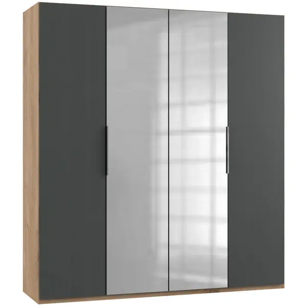 Dulap Cu Uși Rotative, 200/216/58 cm, grafit, culoare lemn stejar