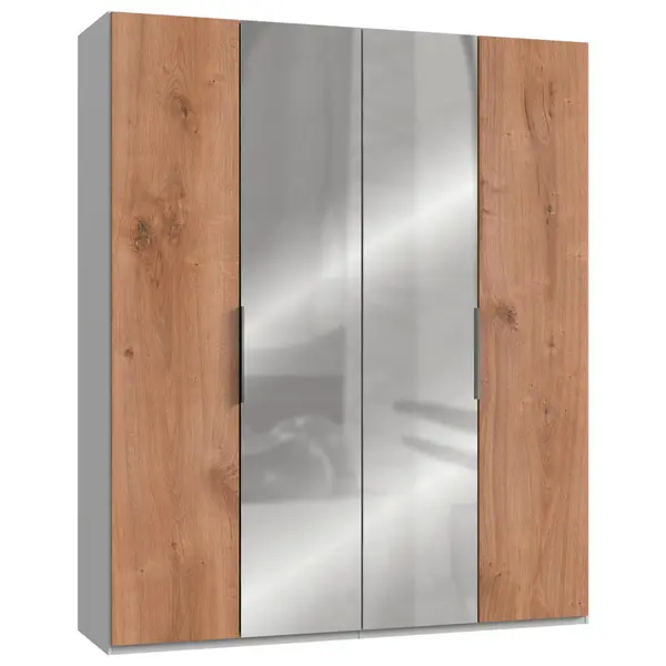 Dulap Cu Uși Rotative, 200/236/58 cm, alb, culoare lemn stejar, culoare aluminiu