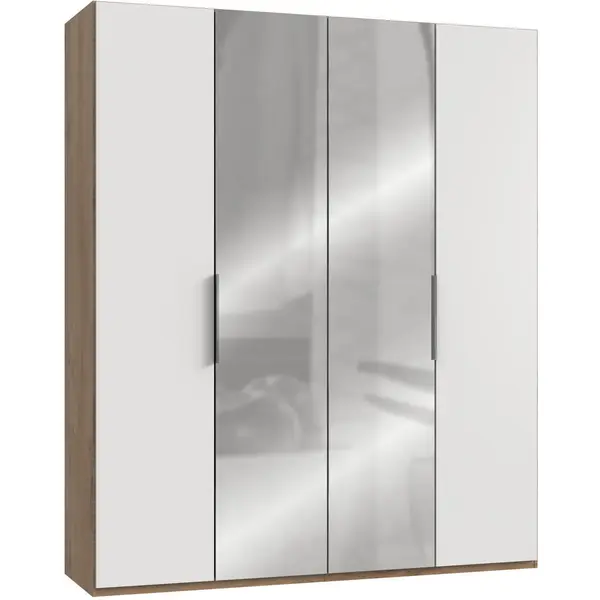 Dulap Cu Uși Rotative, 200/236/58 cm, alb, culoare lemn stejar