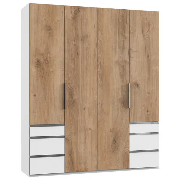 Dulap Cu Uși Rotative, 200/236/58 cm, culoare lemn stejar, alb