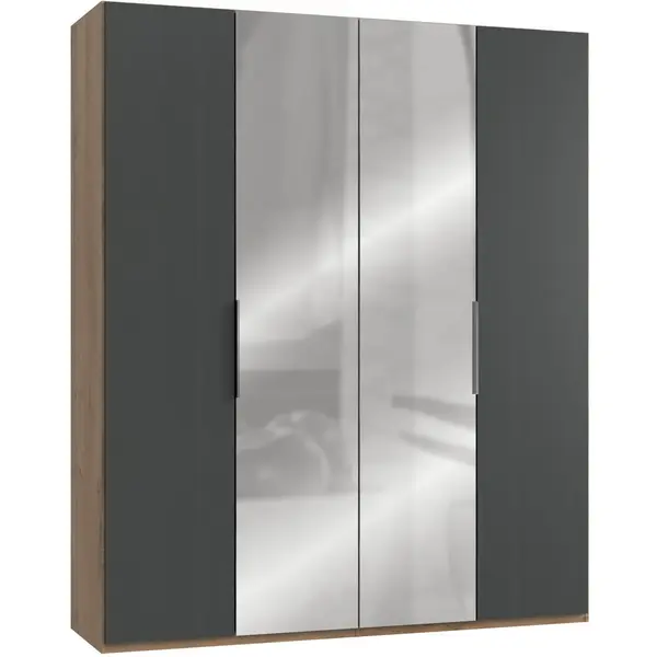 Dulap Cu Uși Rotative, 200/236/58 cm, grafit, culoare lemn stejar