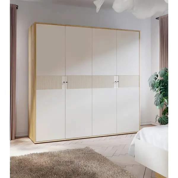 Dulap Cu Uși Rotative, 223,9/214,3/59,4 cm, culoare lemn stejar, nisipiu