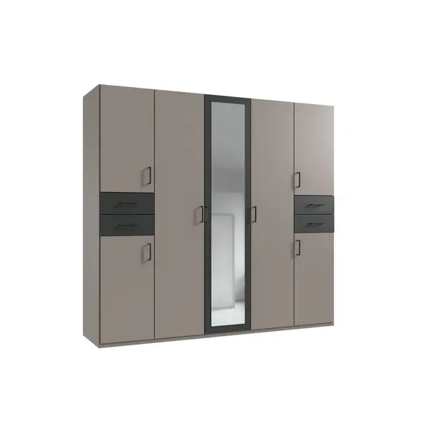Dulap Cu Uși Rotative, 225/208/58 cm, grafit, gri, sahara
