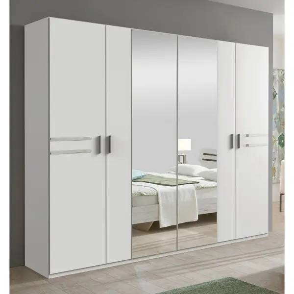 Dulap Cu Uși Rotative, 225/210/58 cm, alb, culoare crom