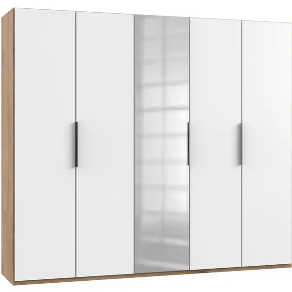 Dulap Cu Uși Rotative, 250/216/58 cm, alb, culoare lemn stejar