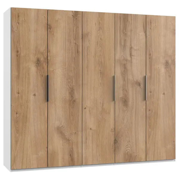 Dulap Cu Uși Rotative, 250/216/58 cm, alb, culoare lemn stejar
