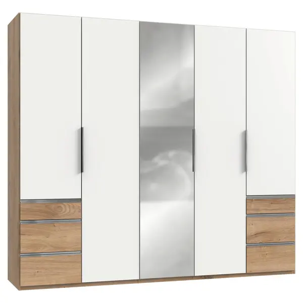 Dulap Cu Uși Rotative, 250/216/58 cm, alb, culoare lemn stejar