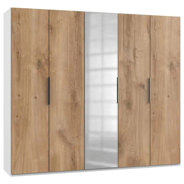 Dulap Cu Uși Rotative, 250/216/58 cm, culoare lemn stejar, alb