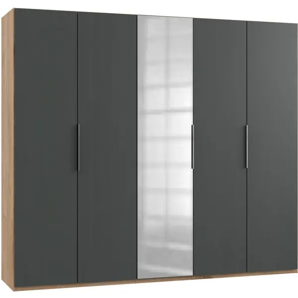 Dulap Cu Uși Rotative, 250/216/58 cm, grafit, culoare lemn stejar