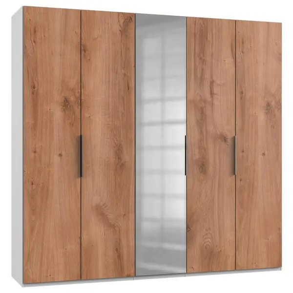 Dulap Cu Uși Rotative, 250/236/58 cm, alb, culoare lemn stejar, culoare aluminiu