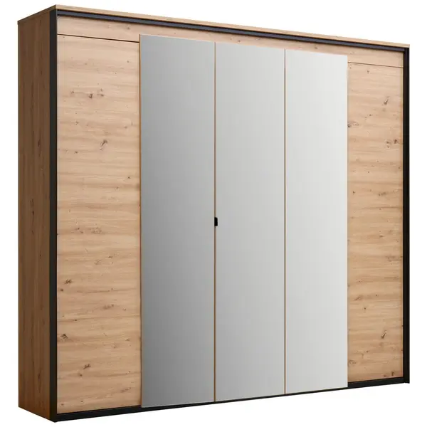 Dulap Cu Uși Rotative, 251/227/59 cm, negru, stejar Artisan
