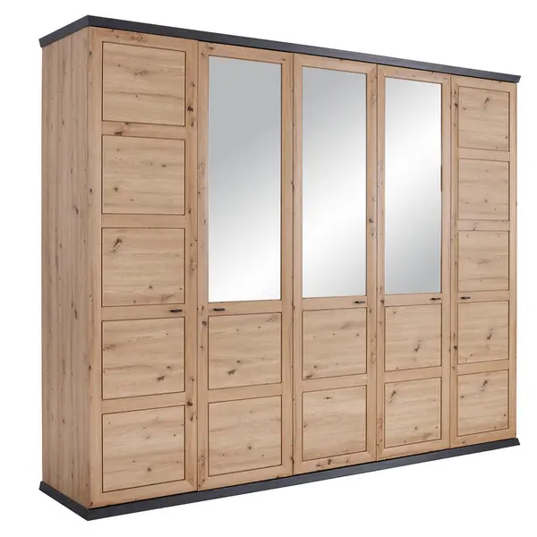 Dulap Cu Uși Rotative, 255/209/60 cm, gri închis, stejar Artisan