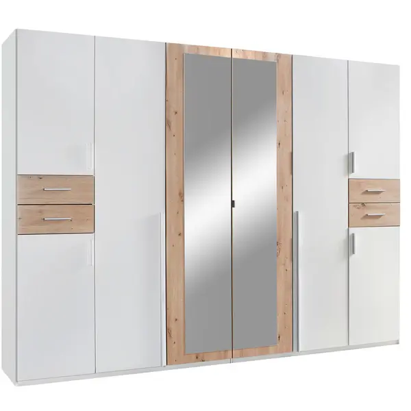 Dulap Cu Uși Rotative, 270/208/58 cm, alb, stejar Artisan