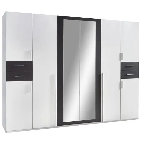 Dulap Cu Uși Rotative, 270/208/58 cm, grafit, alb