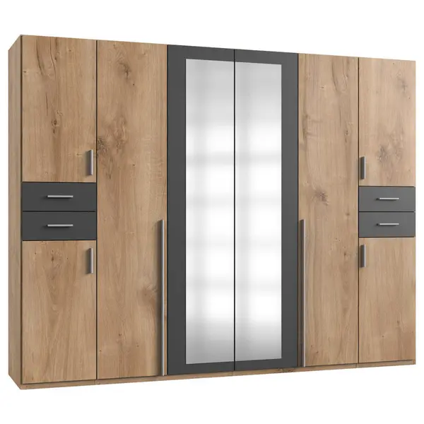 Dulap Cu Uși Rotative, 270/208/58 cm, grafit, culoare lemn stejar