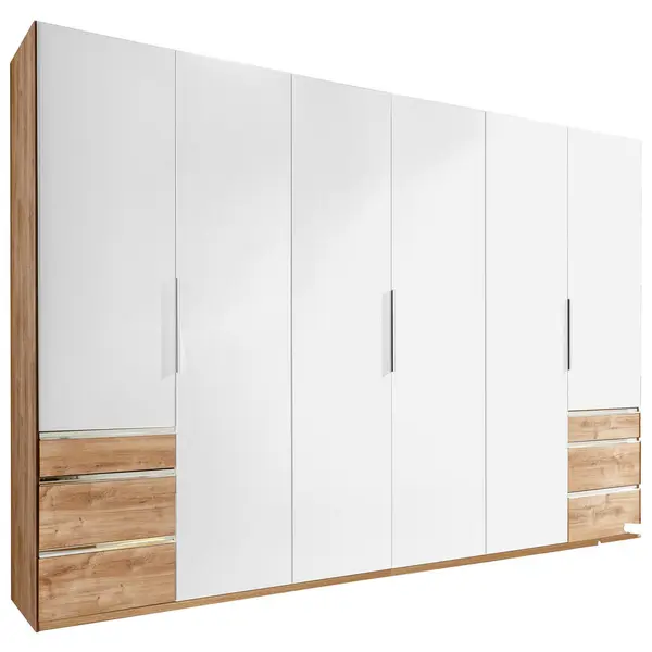 Dulap Cu Uși Rotative, 300/216/58 cm, alb, culoare lemn stejar