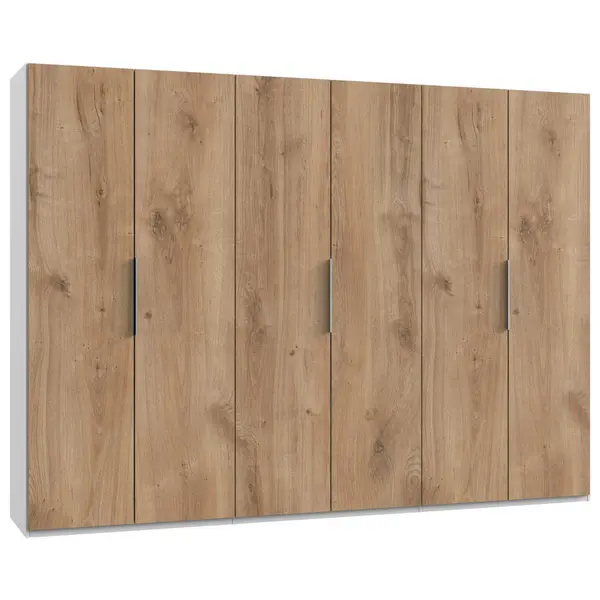 Dulap Cu Uși Rotative, 300/216/58 cm, alb, culoare lemn stejar
