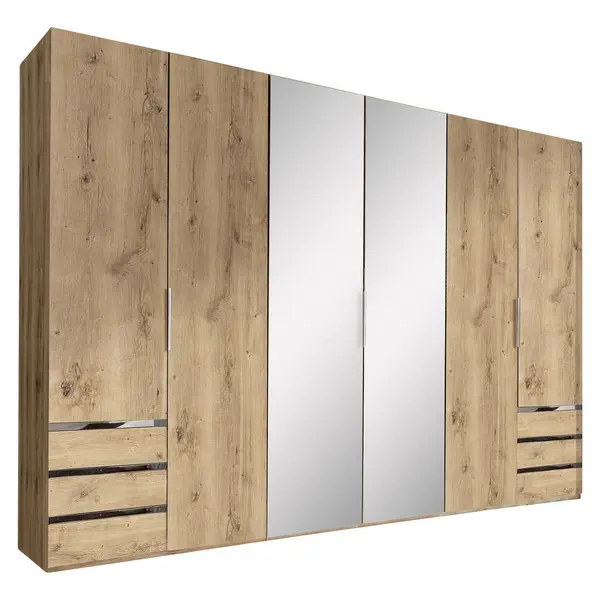 Dulap Cu Uși Rotative, 300/216/58 cm, culoare lemn stejar