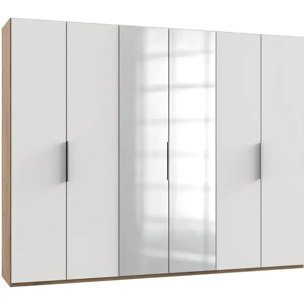 Dulap Cu Uși Rotative, 300/236/58 cm, alb, culoare lemn stejar