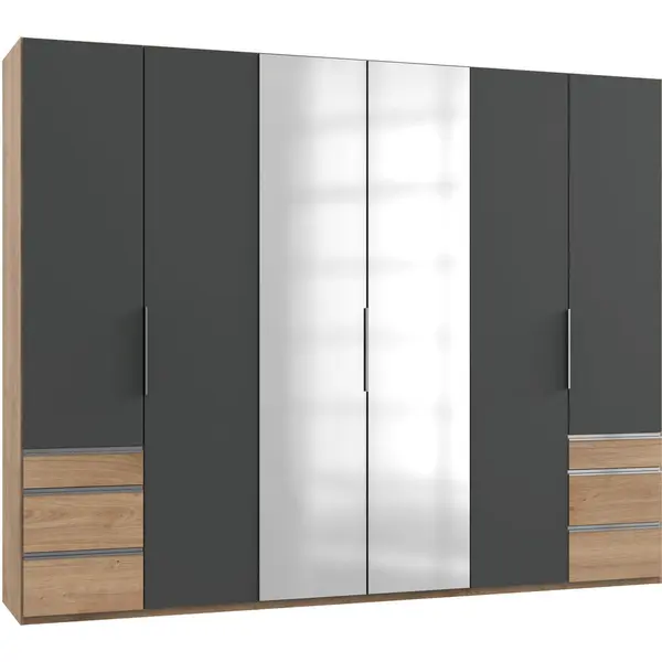 Dulap Cu Uși Rotative, 300/236/58 cm, grafit, culoare lemn stejar