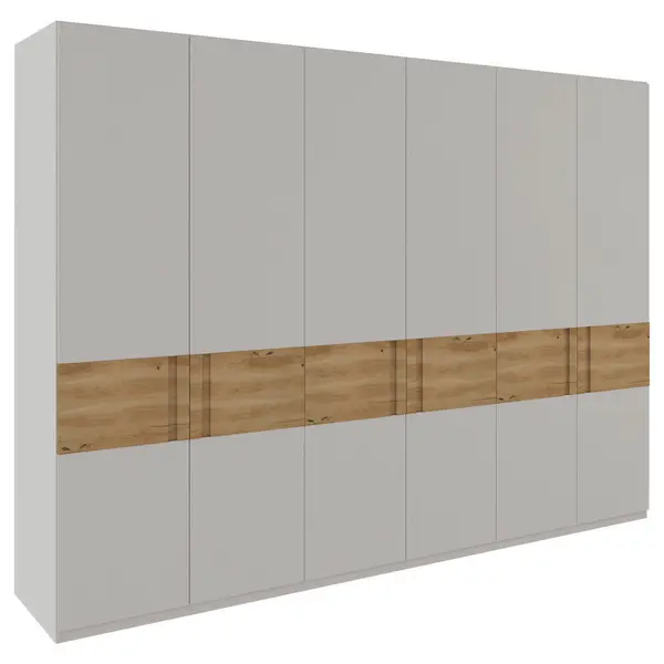 Dulap Cu Uși Rotative, 302/218/60 cm, culoare lemn stejar, gri deschis
