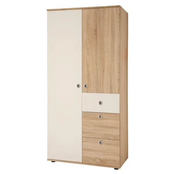 Dulap Cu Uși Rotative, 90/191/53 cm, alb, stejar Sonoma