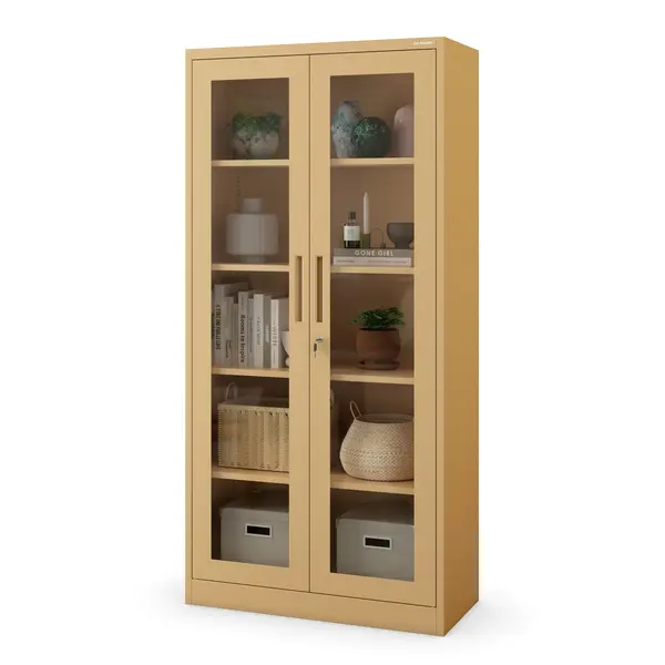 Dulap cu vitrina AMELIA, 900 x 1850 x 400 mm, Fresh Style: bej Dulap cu vitrină AMELIA, 900 x 1850 x 400 mm, Fresh Style: bej