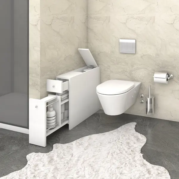 Dulap de baie Smart cu Loc de depozitare, Alb, 19x55x60 cm