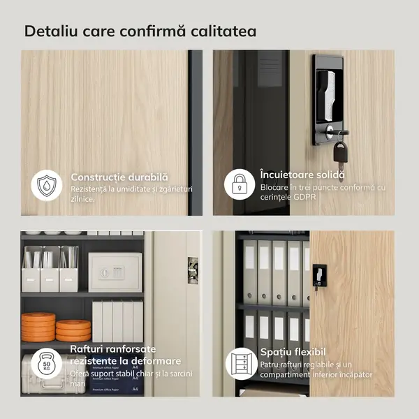Dulap de birou pentru documente antracit / stejar sonoma: Eco Design JAN 900 x 1850 x 400 mm Dulap de birou pentru documente antracit / stejar sonoma: Eco Design JAN 900 x 1850 x 400 mm