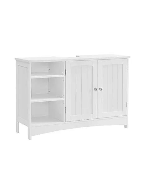 Dulap de depozitare pentru chiuveta, Vasagle, 2 usi, Alb, 90 x 30 x 60 cm