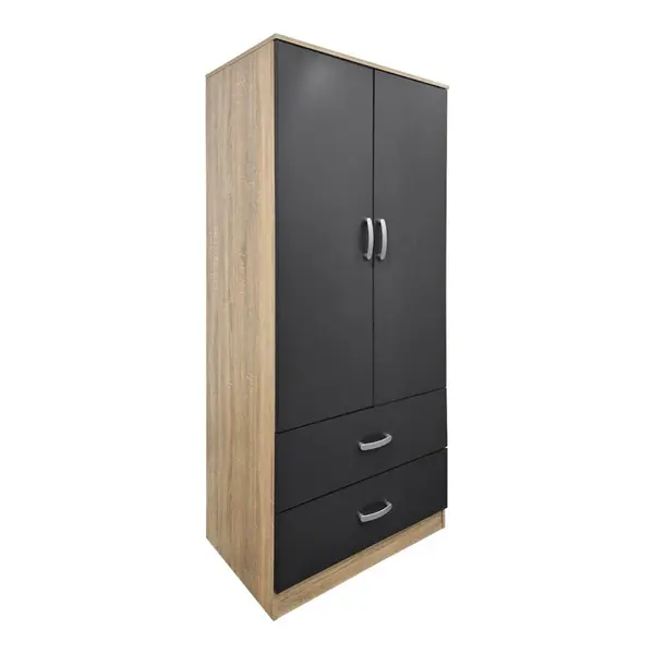 Dulap de haine Double-leaf wardrobe cu 2 drawers Alvia, alb, 80x52x180 cm