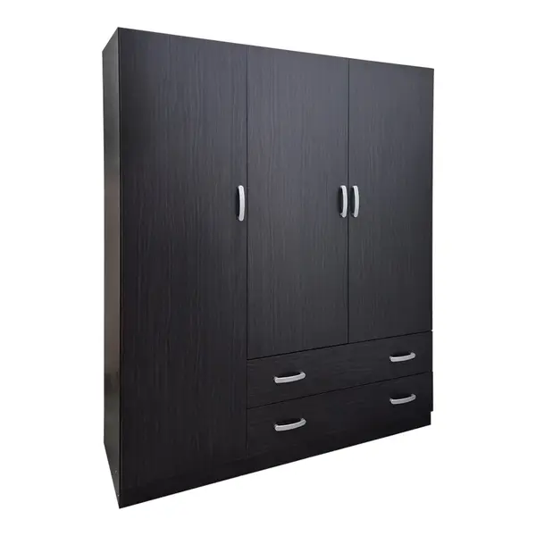 Dulap de haine Three-leaf wardrobe cu 2 drawers Alvia, wenge, 150x51x180cm