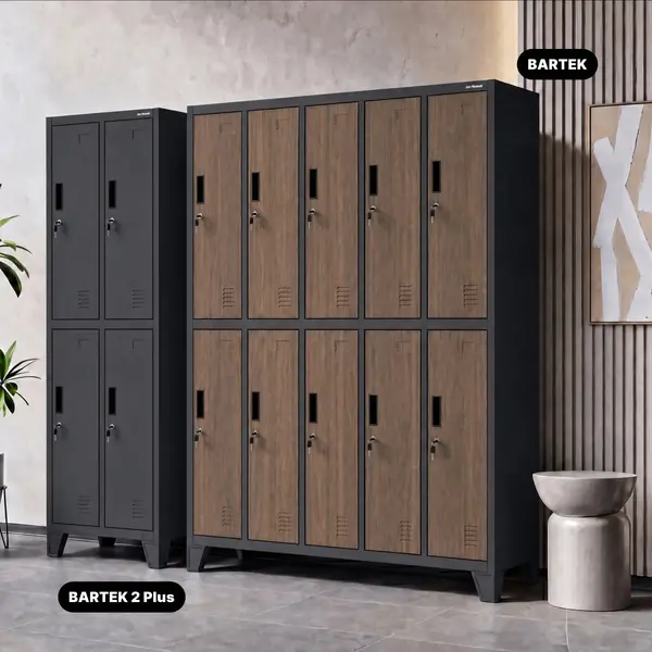 Dulap de siguranta cu 10 usi BARTEK, 1360 x 1720 x 450 mm, Eco Design: nuc-antracit Dulap de siguranță cu 10 uși BARTEK, 1360 x 1720 x 450 mm, Eco Design: nuc-antracit