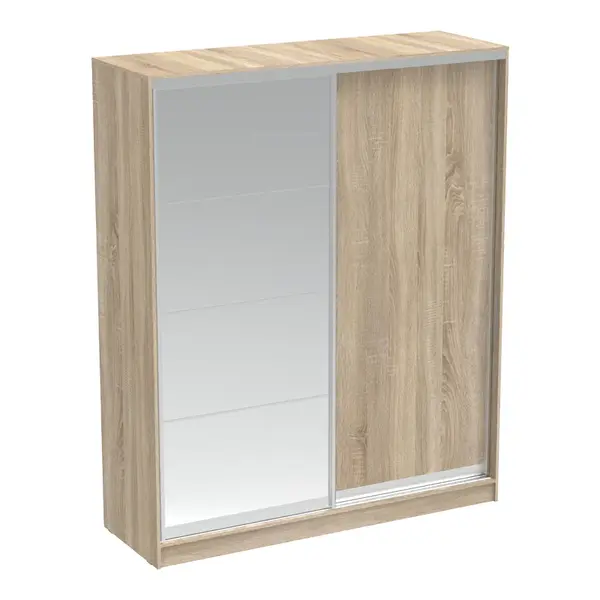 Dulap dormitor cu 2 usi glisante cu oglinda Aparador, Sonoma, 180x60x220 cm