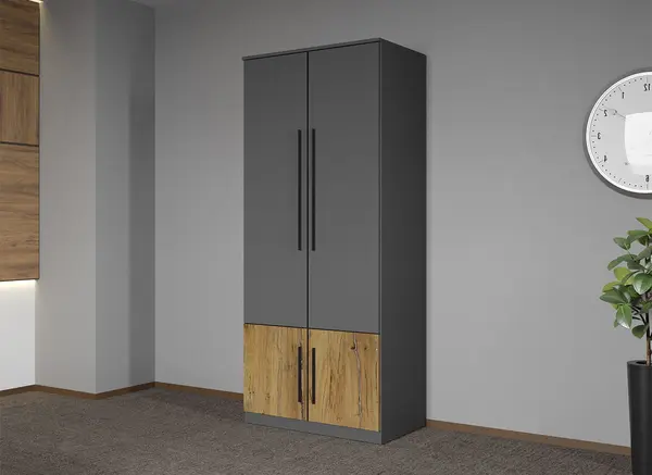 Dulap dormitor Gri cu Flagstaff Oak 83 x 192,5 cm - Sidney