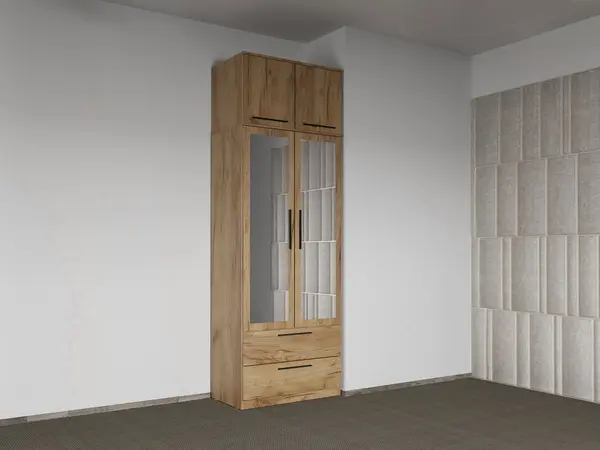 Dulap dormitor Stejar Auriu 2U cu oglinda+suprapozabil - Madrid