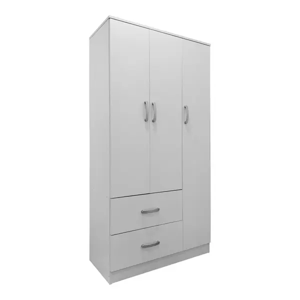 Dulap haine cu 3 usi si sertare Lego Alb 90x42x180 cm