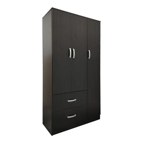 Dulap haine cu 3 usi si sertare Lego Maro inchis 90x42x180 cm