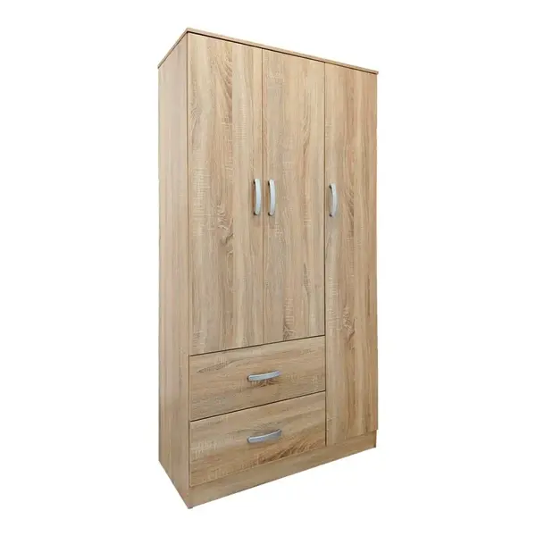 Dulap haine cu 3 usi si sertare Lego Natural 90x42x180 cm