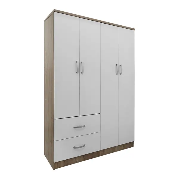 Dulap haine cu 4 usi si sertare Lego Alb Maro 120.5x42x181 cm