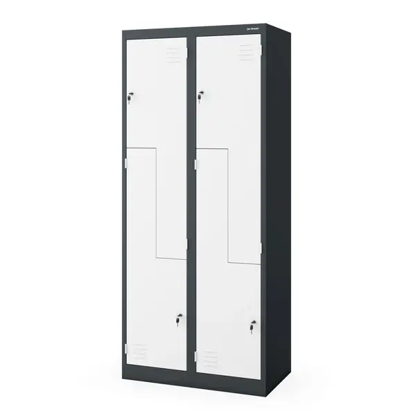Dulap haine metalic tip L JULIA, 800 x 1850 x 450 mm, alb-antracit Dulap haine metalic tip L JULIA, 800 x 1850 x 450 mm, alb-antracit