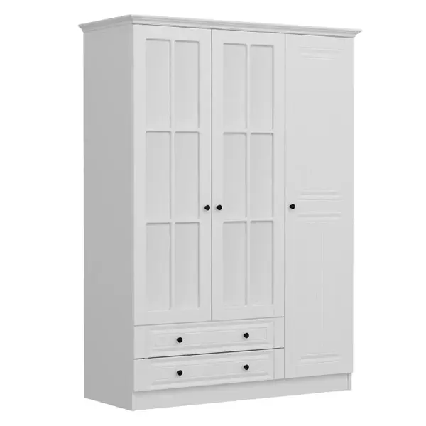 Dulap KALE 3, 3 usi, 2 sertare, alb, 135x52x210 cm