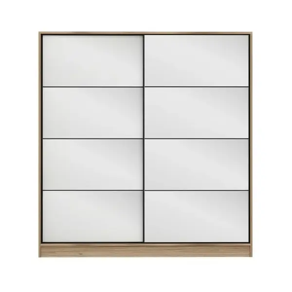 Dulap KALE, usi glisante, oglinda, auriu, 180x52x210 cm