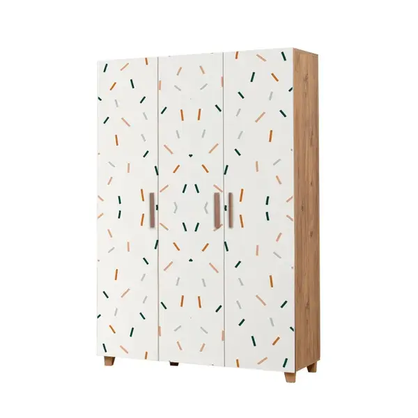 Dulap LEVA HEDERA LINE, 3 usi, pin atlantic + alb, 120x48x189 cm
