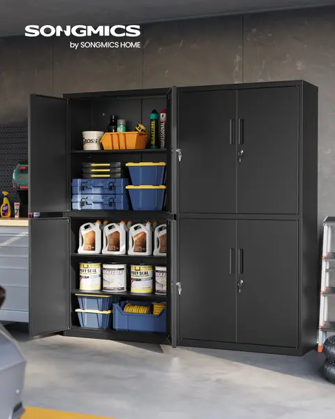 Dulap metalic, Berend, Songmics, Negru, 80x40x180 cm